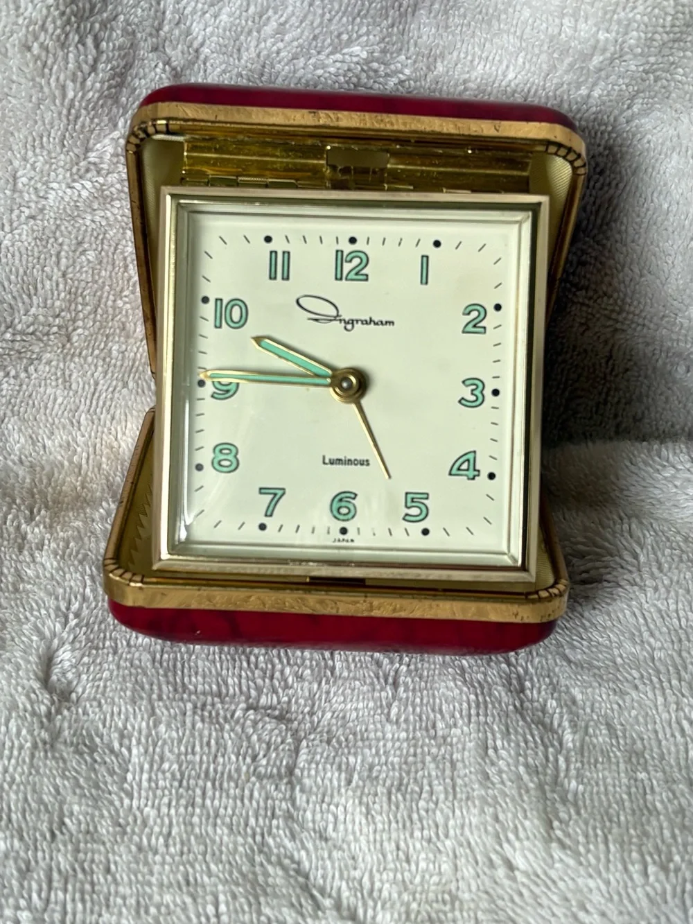 Ingraham Vintage Travel Alarm Clock With Fold Up Case - Picture 1 of 8